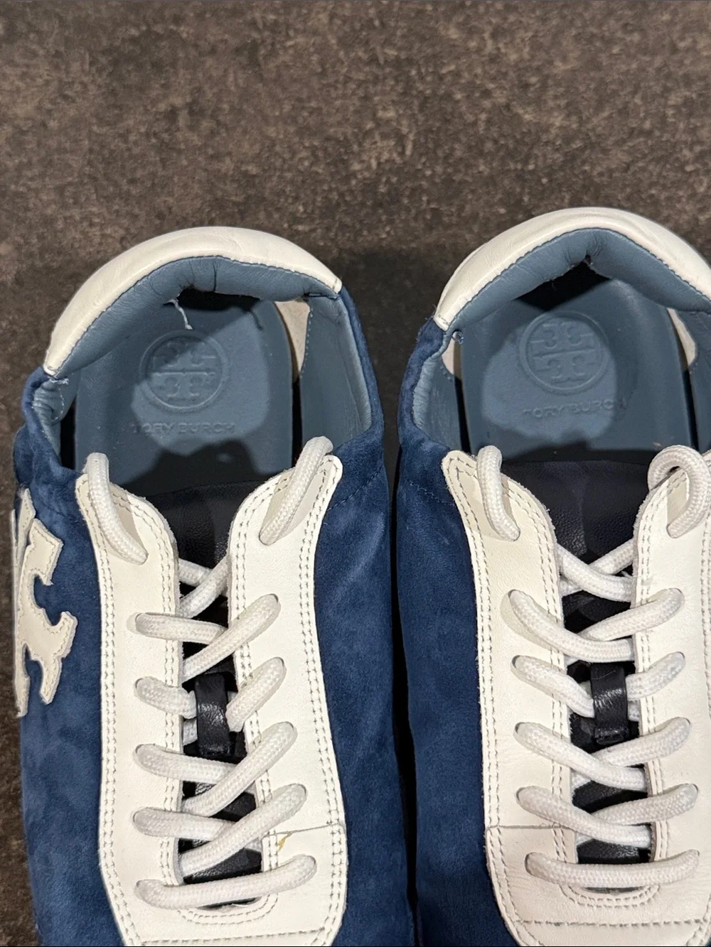 Tory Burch Women's Navy Blue Suede Ballet Sneakers Size 7.5 Coastal Nautical